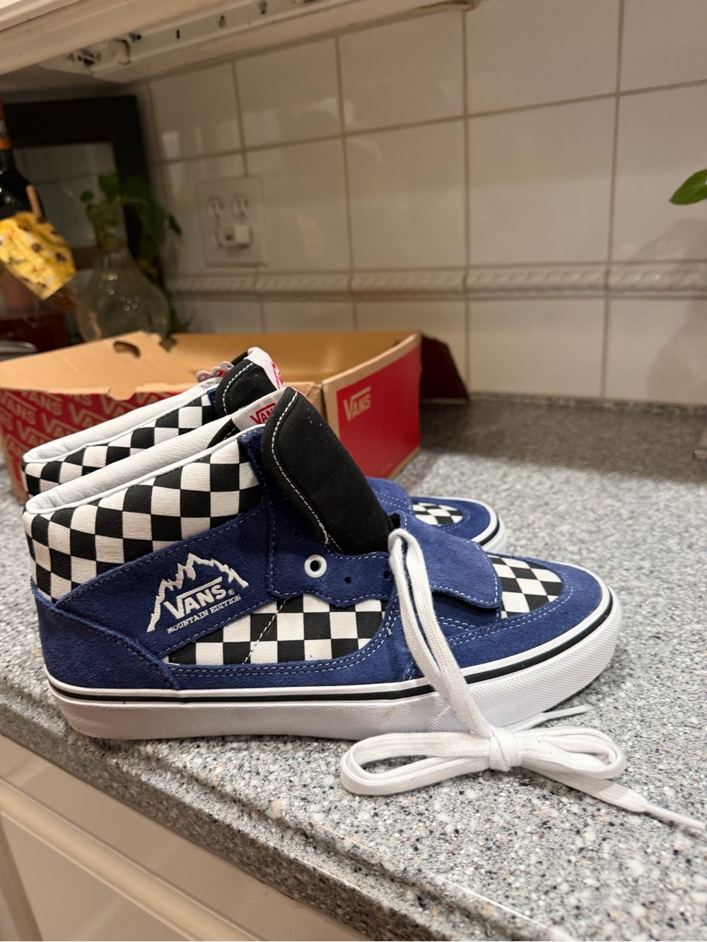 Vans Mountain Edition 'Blue Black Checkerboard Shoes Mens 9
